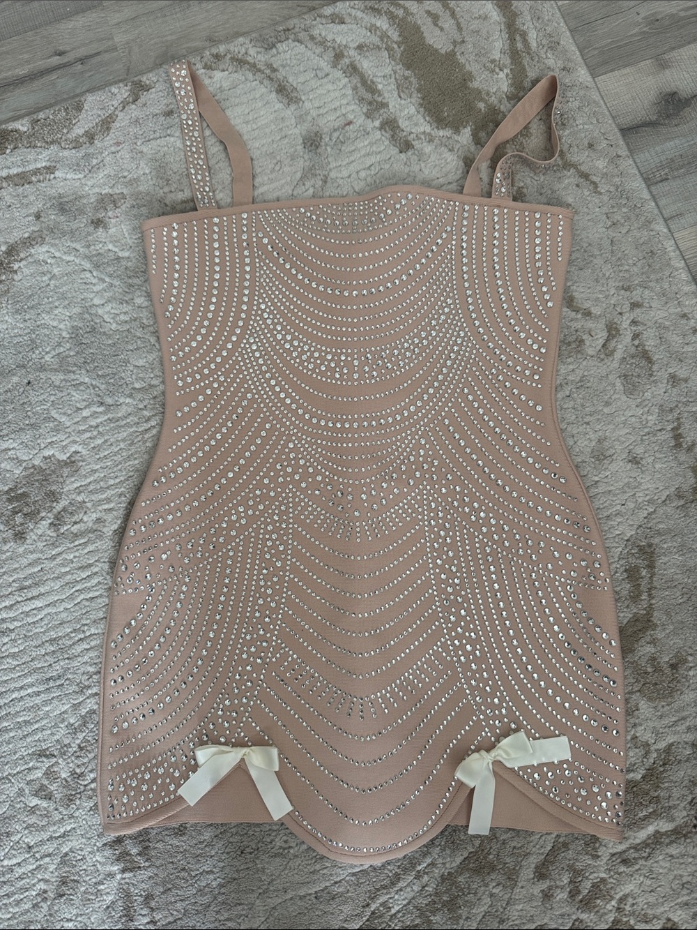 Amazon Blush Nude Studded Mini Dress